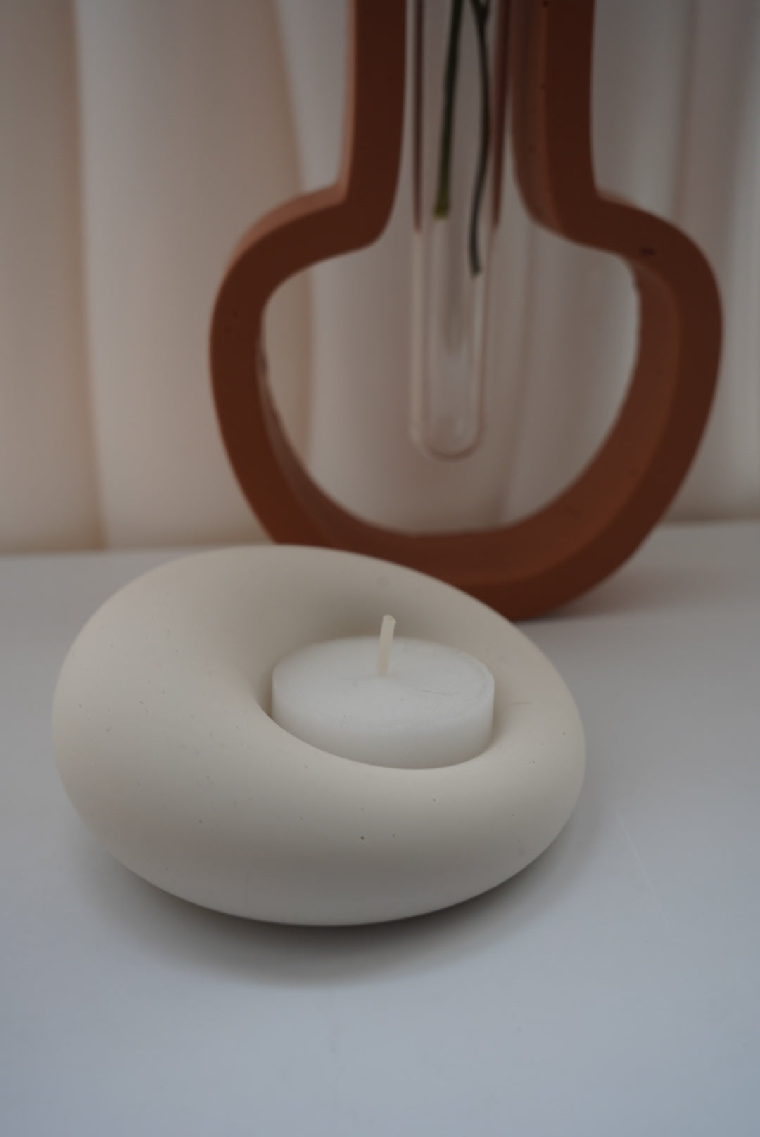 Bougeoir Galet lumineux - Jesmonite